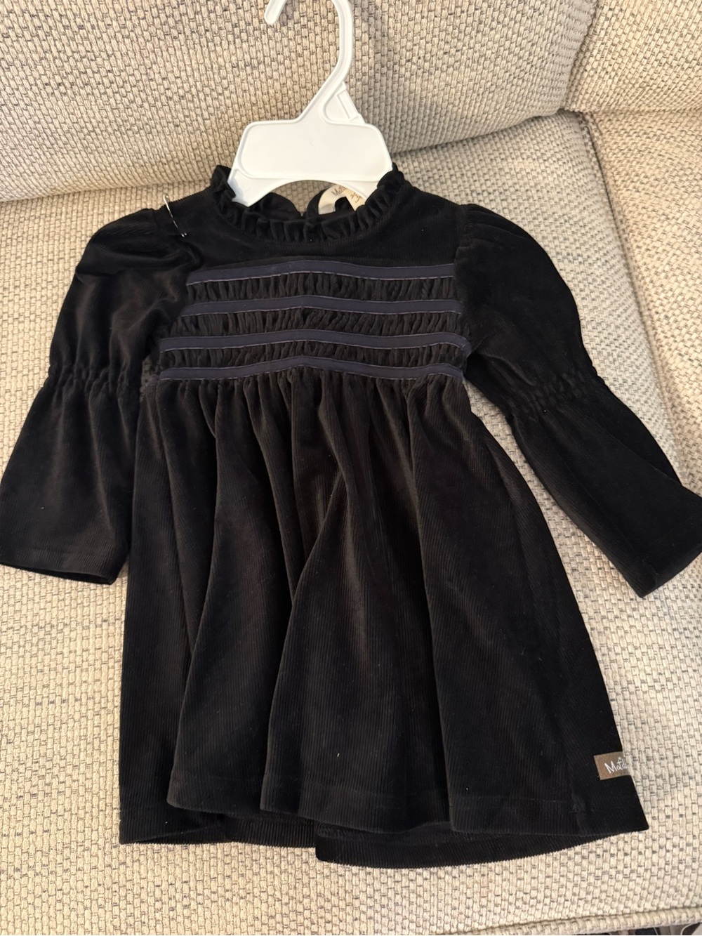 Matilda Jane Black Velvet Long-Sleeve Girls Dress